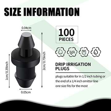 Honoson 100 Pieces Drip Irrigation Plugs for Garden Irrigation Efficiency