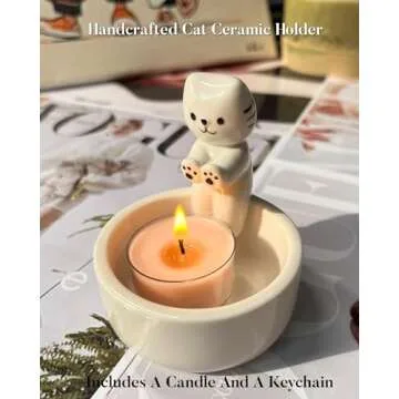 Charming Cat Candle Holder with Scented Candle Gift