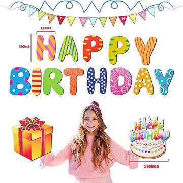 Dnifo Happy Birthday Yard Sign, Super Big Size - Bright and Colorful Happy Birthday Solidee Lawn Let...