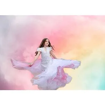 AIIKES 8X6FT Rainbow Cloud Birthday Backdrop for Celebrations and Photo Shoots