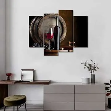 Wine Wall Art for Dining Room Wine Bar Canvas Wall Decor Painting Kitchen Pictures Print On Canvas Food Picture for Home Modern Decoration