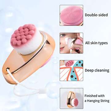 Beomeen Face Brush 2 in 1, Facial Cleansing Exfoliating Brush with Ultra Fine Soft Bristles for Pore...