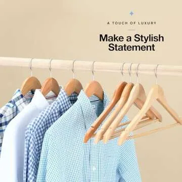 Home It Wooden Hangers 30 Pack - Natural Wood Durable Heavy Duty Coat Hangers Non Slip for Jacket, Shirt, Pants and Suit - Premium Solid Clothes Hangers for Closet with Chrome Swivel Hook