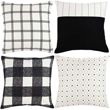 Woven Nook Decorative Throw Pillow Covers, 100% Cotton Canvas, Aspen Set (Pack of 4)