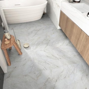 WESTICK Marble Peel and Stick Floor Tile Stickers - 20 Self-Adhesive Vinyl Tiles, Removable & Waterp...