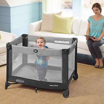 Graco Pack 'N Play On The Go Playard, Kagen with Reach-through Bassinet and Compact Fold