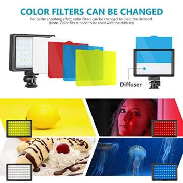 NEEWER Dimmable 5600K USB LED Video Light 2-Pack with Adjustable Tripod Stand and Color Filters for Tabletop/Low-Angle Shooting, Zoom/Video Conference Lighting/Game Streaming/YouTube Video Photography