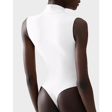 PUMIEY Mock Neck Sleeveless Bodysuit for Women