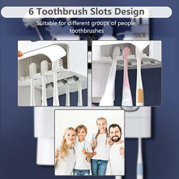 Toothbrush Holder Wall Mounted with Toothpaste Dispenser for Bathroom-Automatic Electric Tooth Pastetooth Squeezer-Bathroom Organizer Storage Accessories Set for Kids