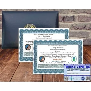 Certified Emotional Support Dog Certificates & Folder Set