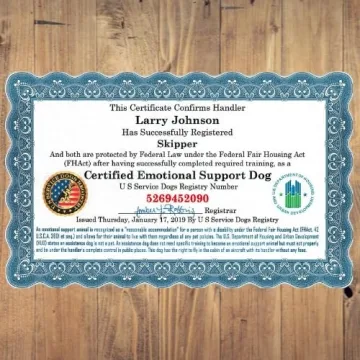 Certified Emotional Support Dog Certificates & Folder Set