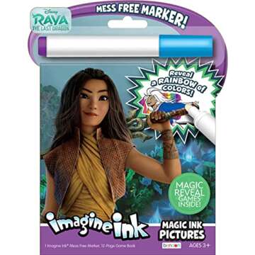 Set of 6 Imagine Ink Assorted Coloring Books for Girls Mess Free Invisible with Play Sticker Bonus & Wood Coloring Pencils Fun Favors Stickers Bulk