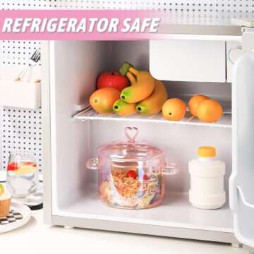 WHJY Clear Pots for Cooking, Pink Cookware, Pink Pot, Heart Pot, Clear Glass Pots for Cooking on Stove – 51oz/1500ml