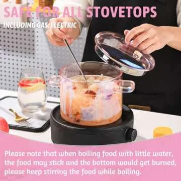 WHJY Clear Pots for Cooking, Pink Cookware, Pink Pot, Heart Pot, Clear Glass Pots for Cooking on Stove – 51oz/1500ml