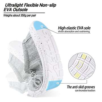 ASITVO Men's Wide Loafers & Slip-ons Casual Slip on Walking Shoes Width Toe Box Size 7 Breathable Lightweight Non Slip Boat Shoes White Grey 40