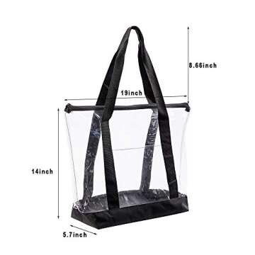 Large Clear Tote Bag, Fashion PVC Shoulder Handbag for Women, Clear Stadium Bag for Security Travel,Shopping,Sports and Work