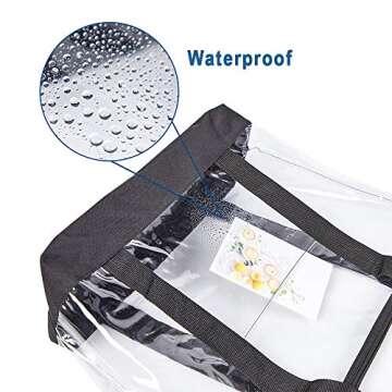 Large Clear Tote Bag, Fashion PVC Shoulder Handbag for Women, Clear Stadium Bag for Security Travel,Shopping,Sports and Work