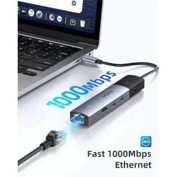 MOKiN 10Gbps USB C Hub Ethernet, 7 in 1 USB C Adapter for MacBook Pro/Air with 4K@60HZ HDMI, 3*USB-C 10Gbps Data, RJ45, USB 2.0, 100W PD, USB C Dongle for MacBook Pro/Air/Dell/HP/Thinkpad/Lenovo.