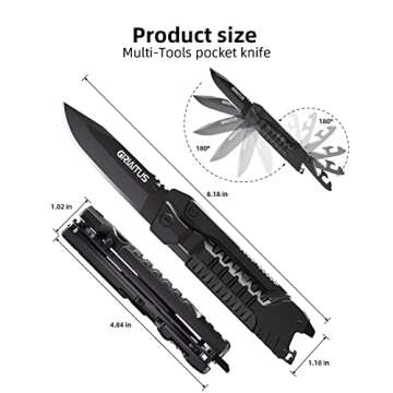 Multitool Knife 17 in 1Fire Starting Sticks, Bottle Opener, Saw Screwdrivers Bottle Opener, Whistle, Window Breaker and More -Perfect for Camping, Outdoor, Survival and Everyday Use,Gifts for Men Dad