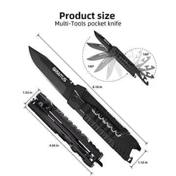 Multitool Knife 17 in 1Fire Starting Sticks, Bottle Opener, Saw Screwdrivers Bottle Opener, Whistle, Window Breaker and More -Perfect for Camping, Outdoor, Survival and Everyday Use,Gifts for Men Dad