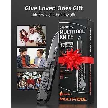 Multitool Knife 17 in 1Fire Starting Sticks, Bottle Opener, Saw Screwdrivers Bottle Opener, Whistle, Window Breaker and More -Perfect for Camping, Outdoor, Survival and Everyday Use,Gifts for Men Dad