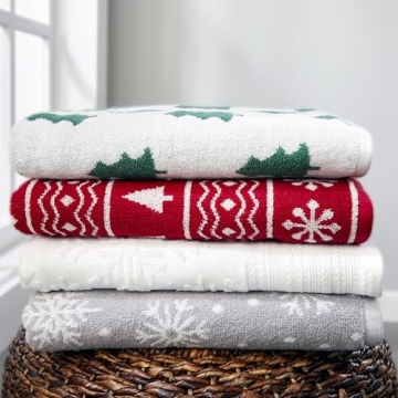 SKL Home Winter Fair Isle Bath Towel Red Luxury Comfort