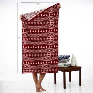 SKL Home Winter Fair Isle Bath Towel Red Luxury Comfort