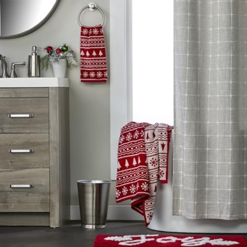 SKL Home Winter Fair Isle Bath Towel Red Luxury Comfort