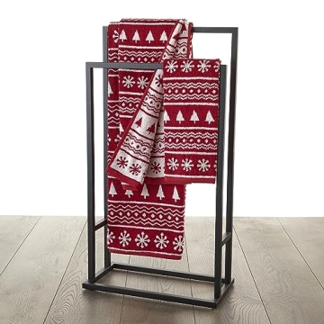 SKL Home Winter Fair Isle Bath Towel Red Luxury Comfort