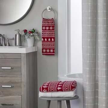 SKL Home Winter Fair Isle Bath Towel Red Luxury Comfort