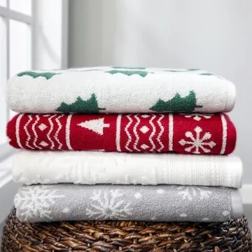 SKL Home Winter Fair Isle Bath Towel Red Luxury Comfort