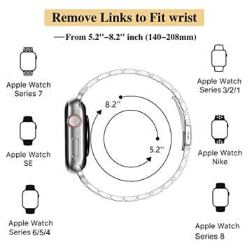 MioHHR Slim Metal Band Compatible with Apple Watch Band 42mm(Series 10) 41mm 40mm 38mm,Dressy Stainless Steel Chain Strap for Women iWatch Bands Series 9 8 7 6 5 4 3 2 1 SE,Silver