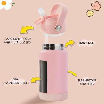 Kerilyn 12oz Kids Water Bottle, Stainless Steel Insulated Water Bottle For Kids, Toddler Cup With St...