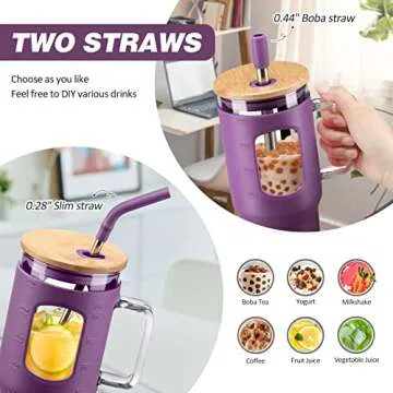 Kodrine 32oz Glass Tumbler with Lid and Straw