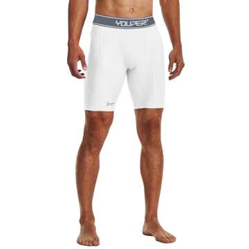 Youper 2-Pack Adult Athletic Supporter Underwear, Elite Compression Shorts w/Cup Pocket for Baseball & Football (Small, White Grey)