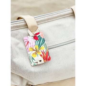 Ban.do Women's Getaway Leatherette Floral Luggage Tag with Strap, Paradiso