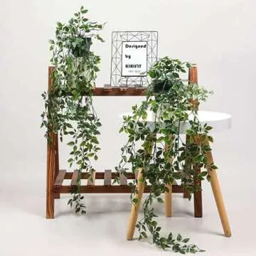 KIRIFLY Fake Plants Artificial Indoor Faux Hanging Plants Greenery Eucalyptus Green Décor 3 Pack for Home Bathroom Farmhouse Room Shelf