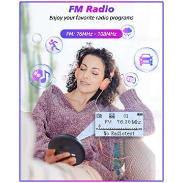 CD Player Portable ARAFUNA, Portable CD Player Bluetooth with FM Radio, 2000mAh Rechargeable CD Player for Car with LCD Screen, Anti Shock Protection Walkman CD Player with Headphone, AUX Cable