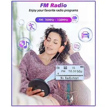 CD Player Portable ARAFUNA, Portable CD Player Bluetooth with FM Radio, 2000mAh Rechargeable CD Player for Car with LCD Screen, Anti Shock Protection Walkman CD Player with Headphone, AUX Cable