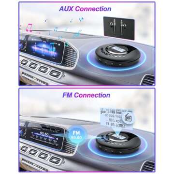 CD Player Portable ARAFUNA, Portable CD Player Bluetooth with FM Radio, 2000mAh Rechargeable CD Player for Car with LCD Screen, Anti Shock Protection Walkman CD Player with Headphone, AUX Cable