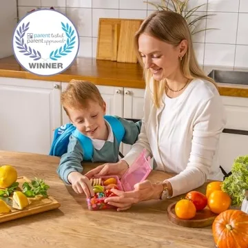 Snack Box Containers Set of 2-Reusable,100 Dissolvable Labels, 8 Adjustable Compartments, Dishwasher Safe, BPA-Free, Meal Prep Container, PARENT TESTED PARENT APPROVED AWARD (2 Pack) (Petal)