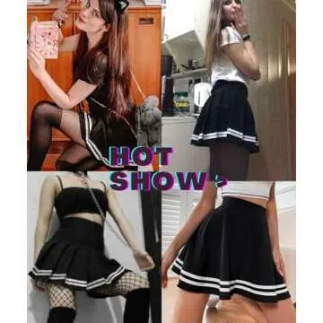 Avidlove Black Pleated Skirt Mini Skirt School Girl Skirts High Waisted Skater Skirt (Black， Medium)