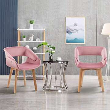 ivinta Modern Living Dining Room Accent Arm Chairs Set of 2 Velvet Fabric Mid-Century Upholstered Si...