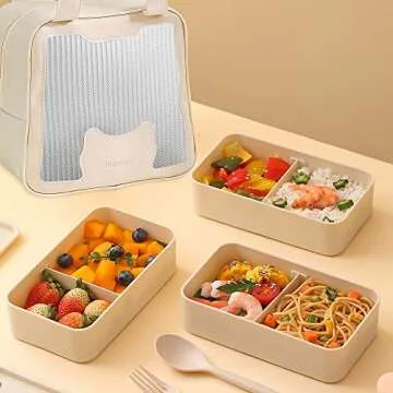 ArderLive Japanese Lunch Box with Chopsticks, Microwave Safe Bento Lunch Box with Bag and Utensils, ...