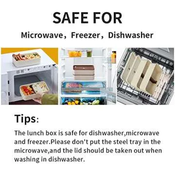 ArderLive Japanese Lunch Box with Chopsticks, Microwave Safe Bento Lunch Box with Bag and Utensils, Leakproof Stackable Portion Control BPA-Free Lunch Containers for Adults,beige