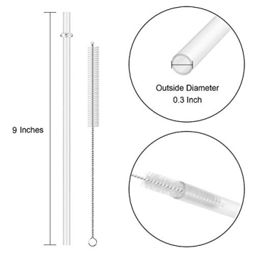 Eco-Friendly 9 Inch Reusable Plastic Straws BPA-Free
