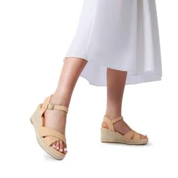DREAM PAIRS Espadrille Dressy Wedge Sandals, Women's Platform Sandals Casual Summer, Comfortable High Heeled Wedges with Adjustable Buckle,Size 9,Nude-Nubuck,SDPW2408W
