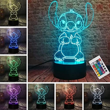 3D LOUHH Stitch Night Light - Colorful LED Lamp for Kids