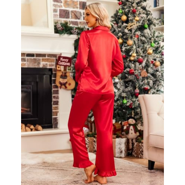 Ekouaer Silk Satin Pajamas Set Women's Comfortable Sleepwear