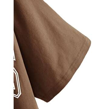 SOLY HUX Women's Graphic Oversized Tees Letter Print Summer Tops Vintage Half Sleeve Loose Casual T Shirts Graphic Brown L
